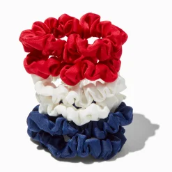 Red, White & Blue Skinny Hair Scrunchies - 6 Pack