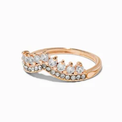 Rose Gold-tone Cubic Zirconia Tiara Ring