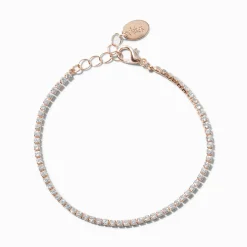 Rose Gold-tone Cubic Zirconia Tiny Tennis Bracelet