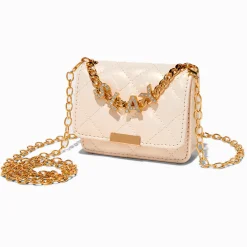 Sac à bandoulière à chaîne couleur dorée « Slay » matelassé rose clair