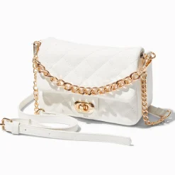 Sac à bandoulière à double sangle blanc matelassé