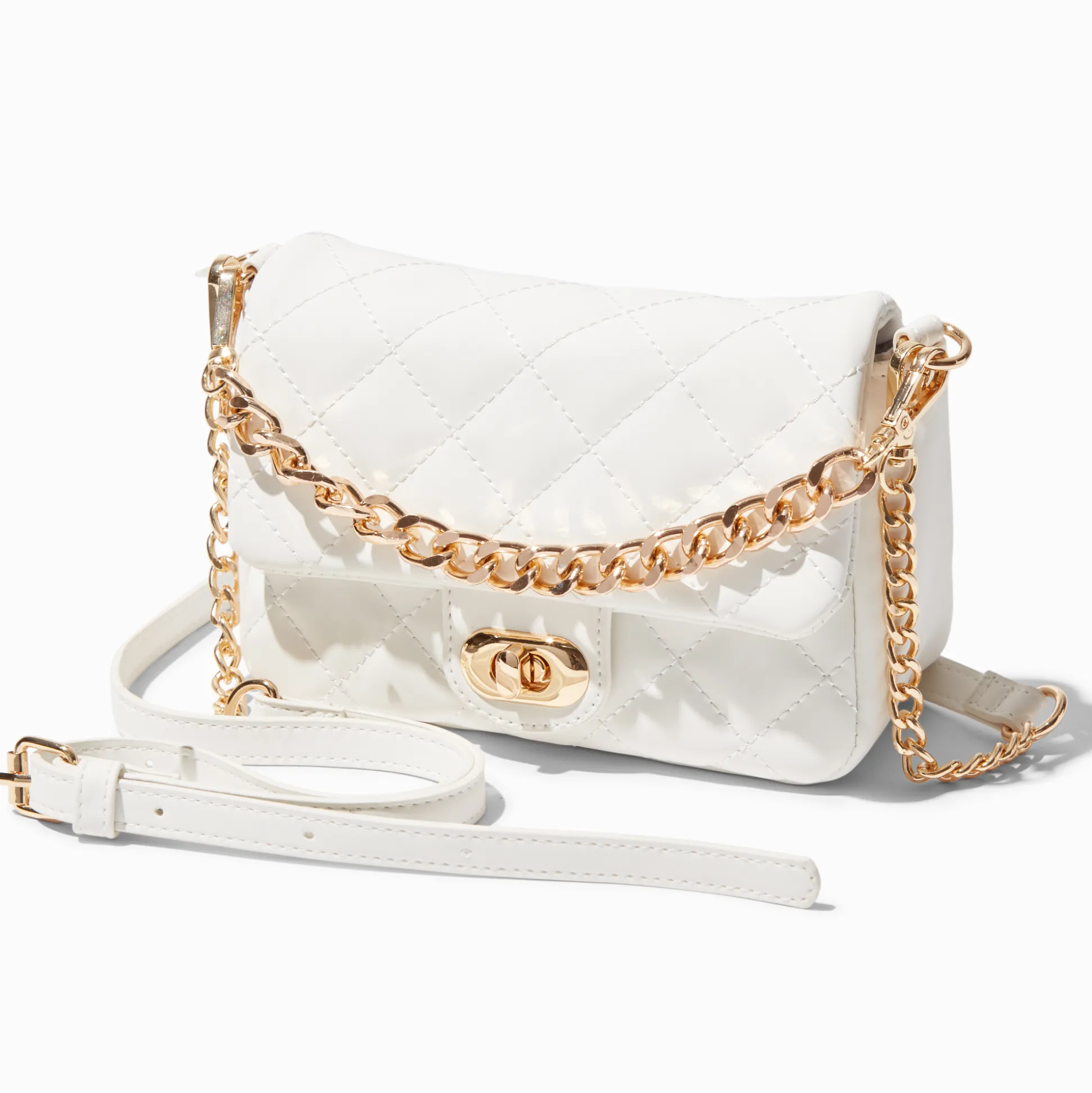 Sac à bandoulière à double sangle blanc matelassé