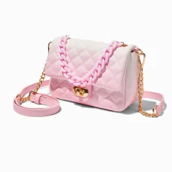 Sac à bandoulière et poignée matelassé avec dégradé rose clair