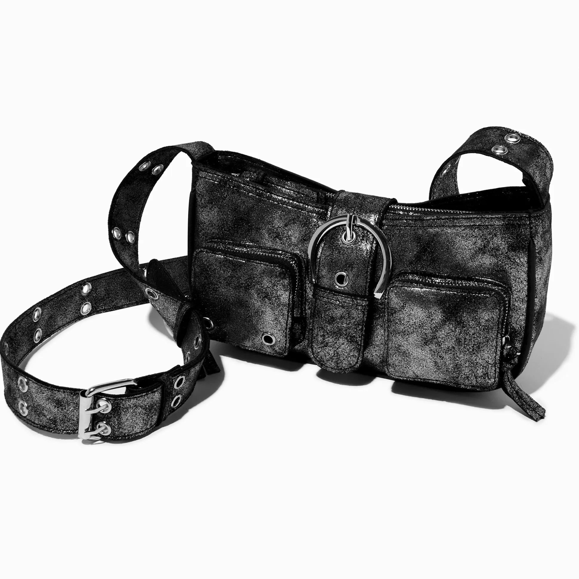 Sac à bandoulière métallique couleur argentée