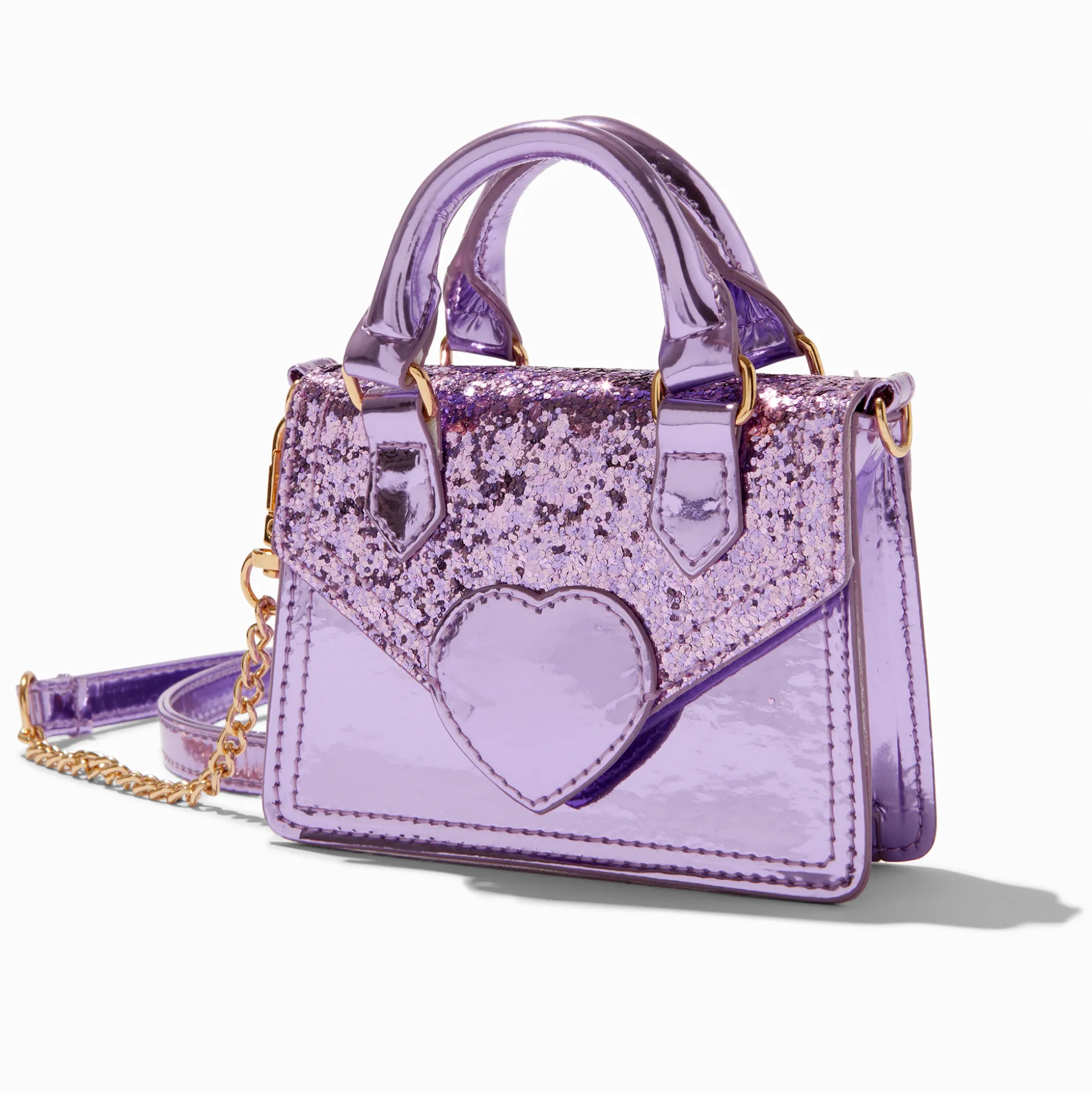 Sac cabas à bandoulière pailleté violet Claire's Club
