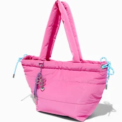 Sac cabas bombé rose en nylon