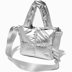 Sac cabas bouffant couleur argentée