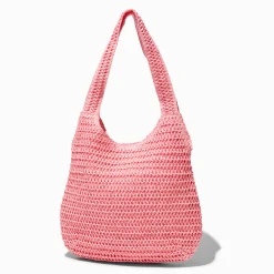 Sac porté épaule souple tressé rose