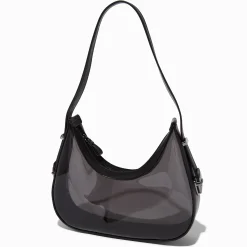 Sac porté épaules noir transparent