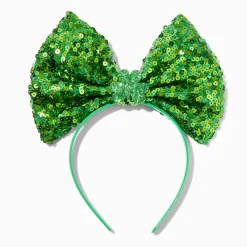 Serre-tête à nœud à sequins de grande taille Saint-Patrick