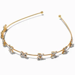 Serre-tête à nœud avec strass couleur dorée