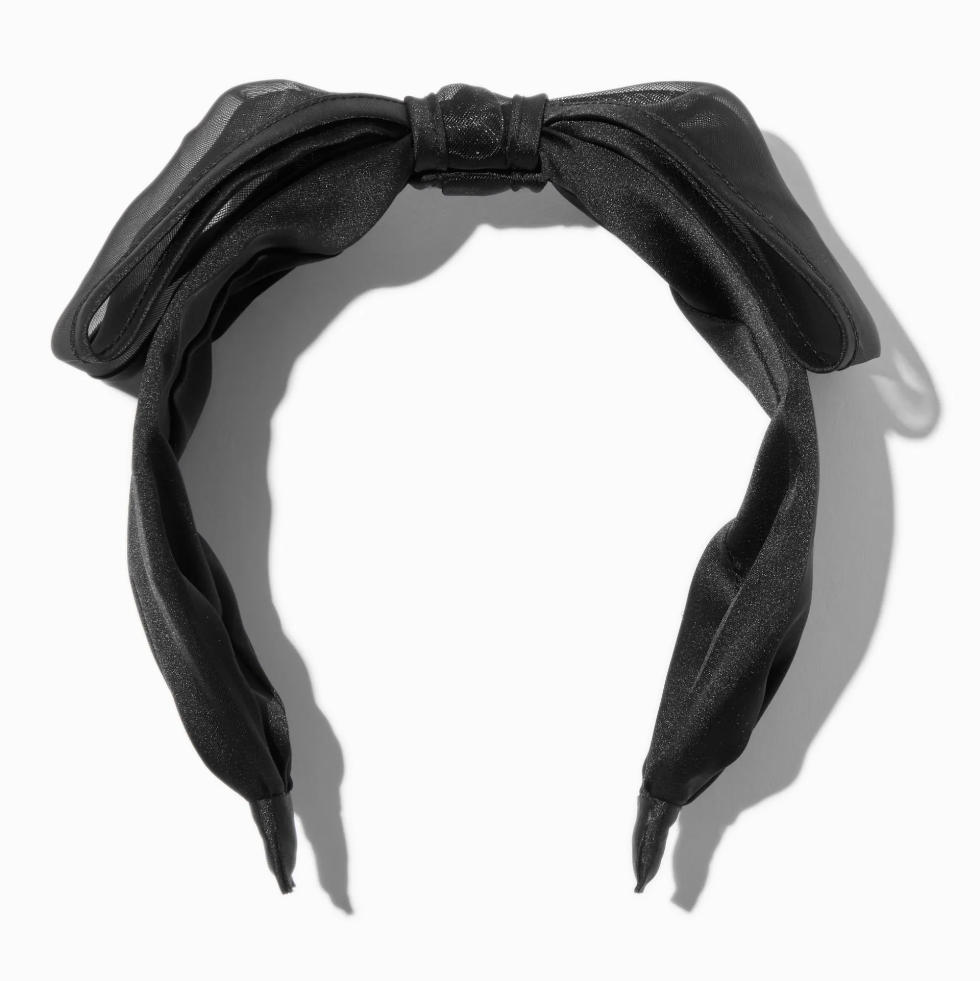 Serre-tête à nœud en tissu chenille noir