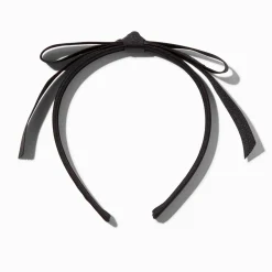 Serre-tête à nœud ruban fin noir
