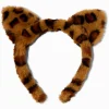 Serre-tête à oreilles de chat guépard en fausse fourrure