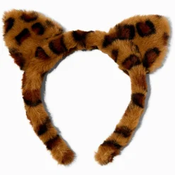 Serre-tête à oreilles de chat guépard en fausse fourrure