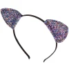 Serre-tête à oreilles de chat rose avec paillettes