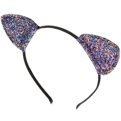 Serre-tête à oreilles de chat rose avec paillettes