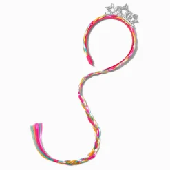 Serre-tête avec cheveux synthétiques arc-en-ciel « Girl Power » Claire's Club