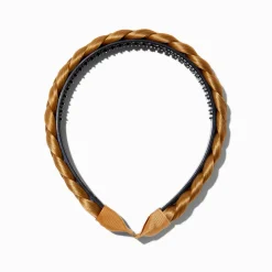 Serre-tête avec cheveux synthétiques tressés blond caramel