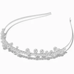 Serre-tête bouquet de perles d’imitation couleur argentée