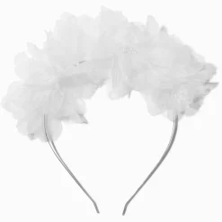 Serre-tête couronne de fleurs fantaisistes blanches