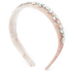 Serre-tête décoré avec fleur en imitation velours Claire's Club - Rose