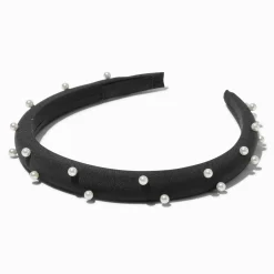 Serre-tête décoré de perles d’imitation noir