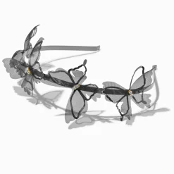 Serre-tête double rang papillon organza noir