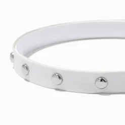 Serre-tête en similicuir blanc clouté