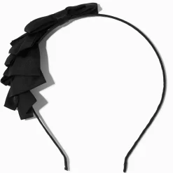 Serre-tête fin à nœud soyeux noir