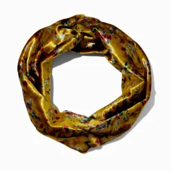 Serre-tête floral en imitation velours jaune moutarde