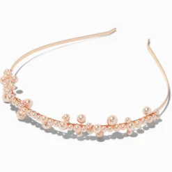 Serre-tête grappe de perles d'imitation couleur doré rose