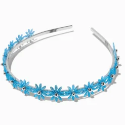 Serre-tête métallique à fleurs bleues Claire's Club