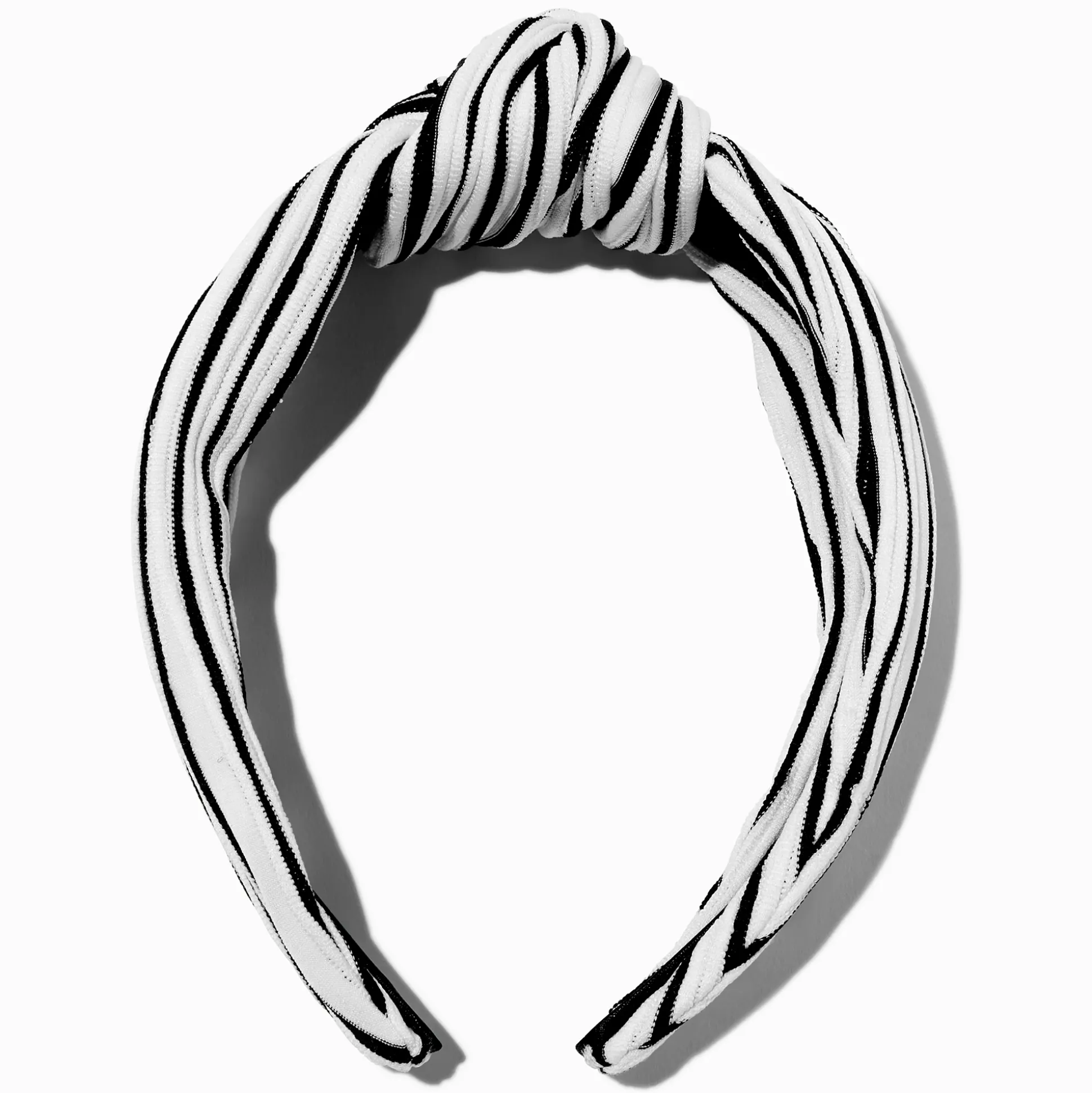 Serre-tête noué à rayures noirs et blancs