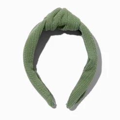 Serre-tête noué froissé couleur olive