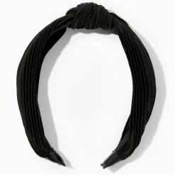 Serre-tête noué plissé noir