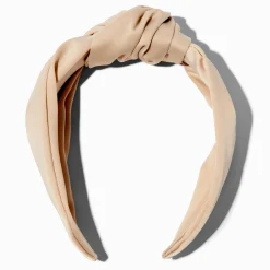 Serre-tête noué satiné couleur nude