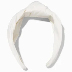 Serre-tête noué soyeux blanc