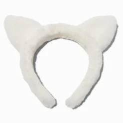 Serre-tête oreilles de chat blanc en fausse fourrure