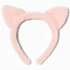 Serre-tête oreilles de chat rose en fausse fourrure