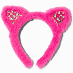 Serre-tête oreilles de chat roses avec strass Claire's Club