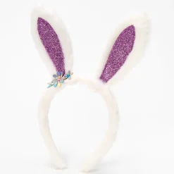 Serre-tête oreilles de lapin à paillettes Claire's Club - Violet
