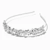 Serre-tête perles d'imitation et strass couleur argentée