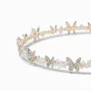 Serre-tête perles d'imitation et papillon en strass couleur doré rose