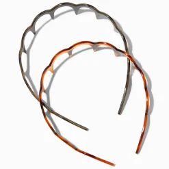 Serre-têtes à festons en bois d'imitation marron - Lot de 2