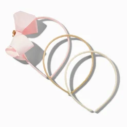 Serre-têtes à nœud tons neutres rose tendre Claire's Club - Lot de 3