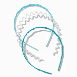 Serre-têtes aux designs variés ondulés bleus Claire's Club - Lot de 3