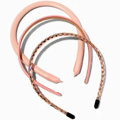 Serre-têtes fins carrés roses et violets - Lot de 3