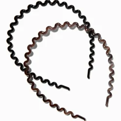 Serre-têtes ondulés brillants noir et gris - Lot de 2