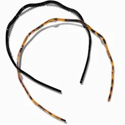 Serre-têtes ondulés noir et écaille de tortue - Lot de 2